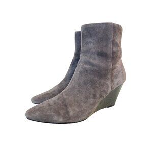 Donald J Pliner Jae Wedge Ankle Bootie Womens 6 Gray Almond Toe Bohemian Hippie